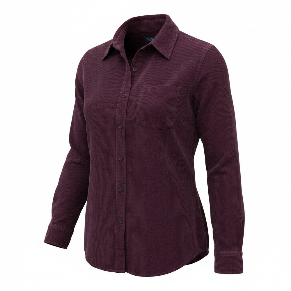Croft & Barrow‎ Burgundy Corduroy 100% Cotton Button Down Shirt Women's